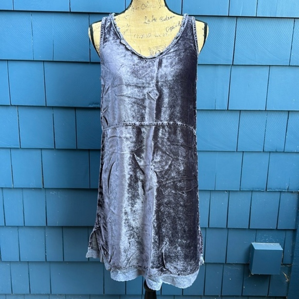 🩶🩶🩶Grey velvet dress small cut loose cotton  / rayon